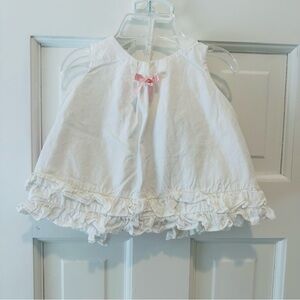 RuffleButts White Top w Open Back and Pink Bow Accent and Matching Bubble Short